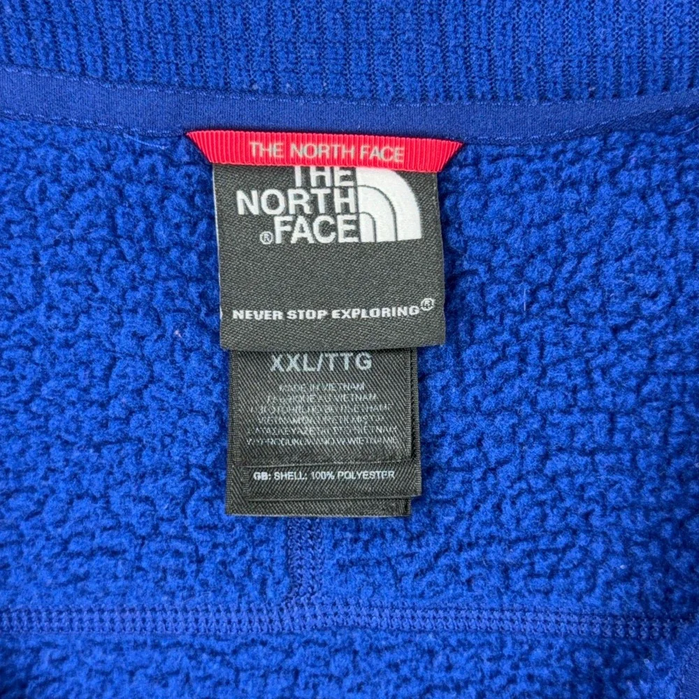 The North Face Fleece Mens 2XL Blue Grid Waffle Knit 1/4 Zip Pullover Outdoor